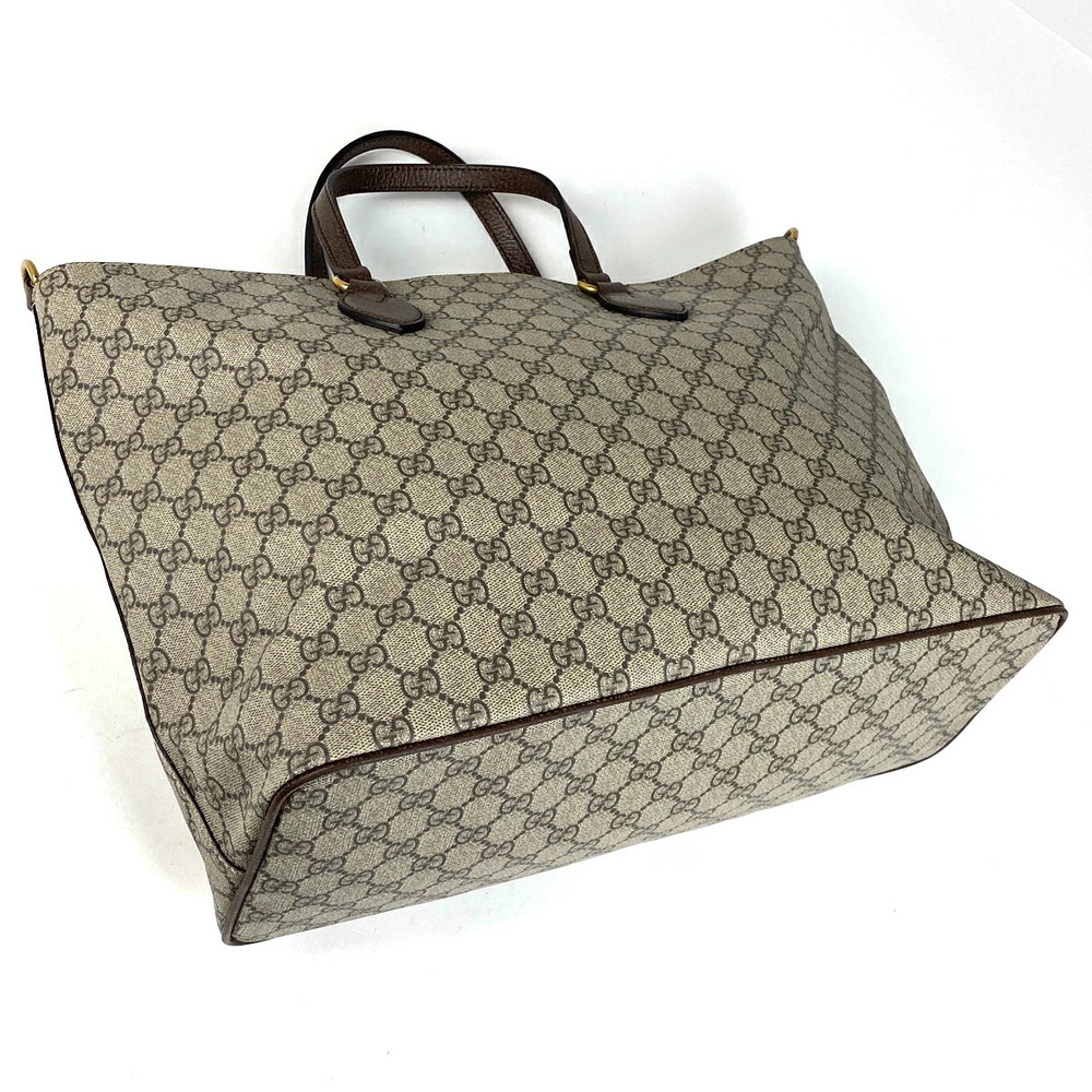 Gucci Soft Tote Courier Shoulder Tiger Bag Brown Supreme Beige Head GG